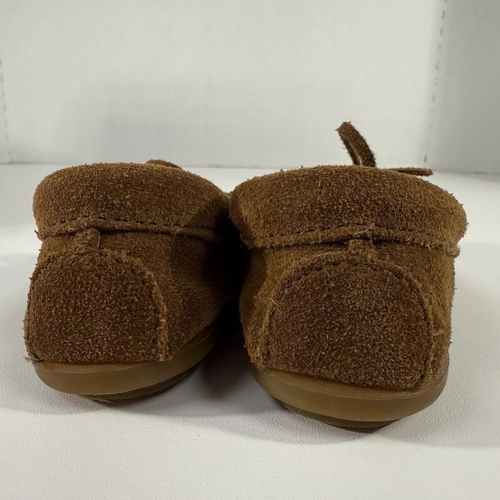 MINNETONKA Moccasins Toddler Size 7 Suede‎ Leather Brown Boy Girl Unisex EUC